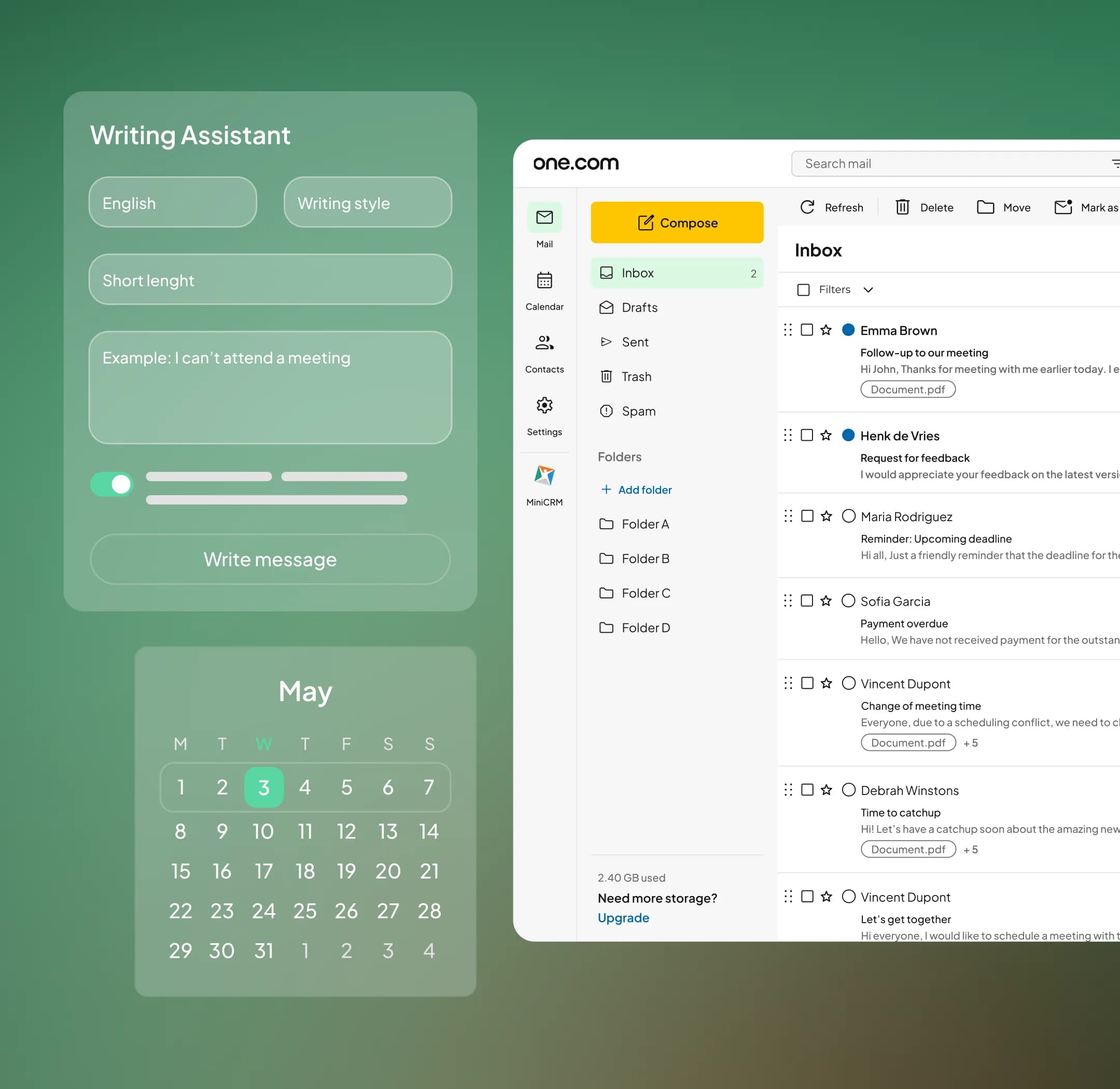 AI webmail hosting page