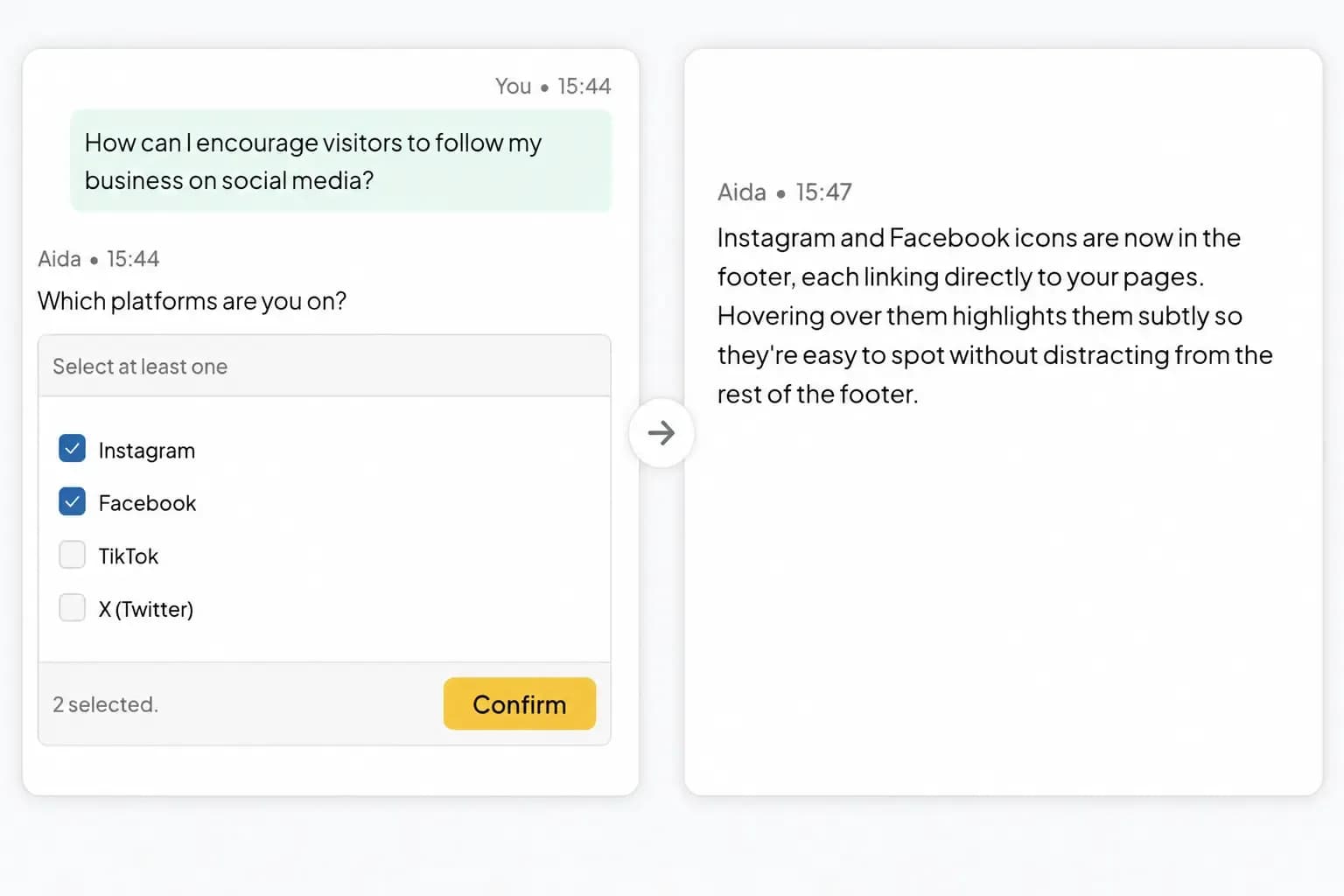 Asking Aida AI for advice on web design