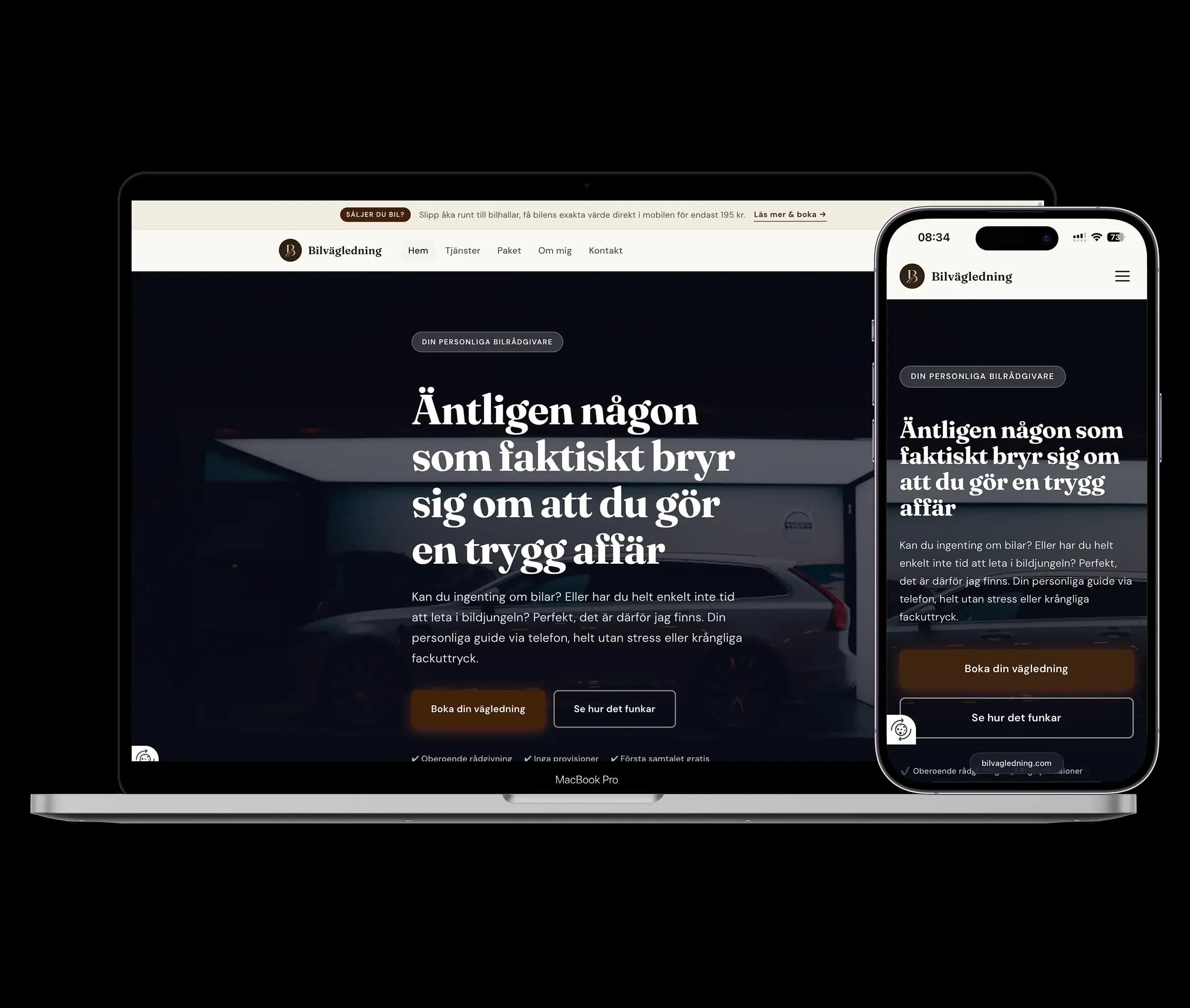 Swedish company Bilvägledning created a professional website with Aida AI Website Builder