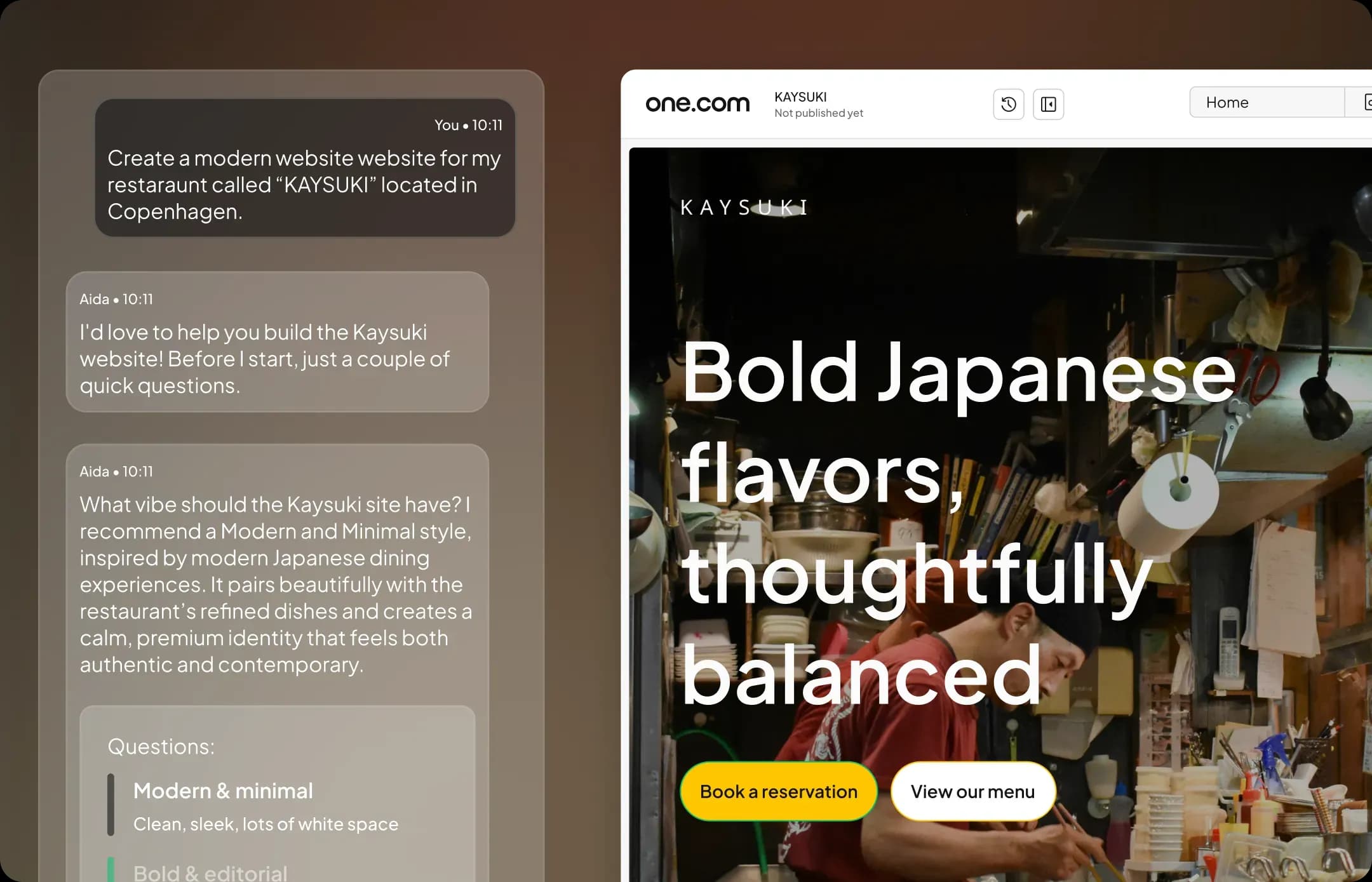 Create website Aida AI
