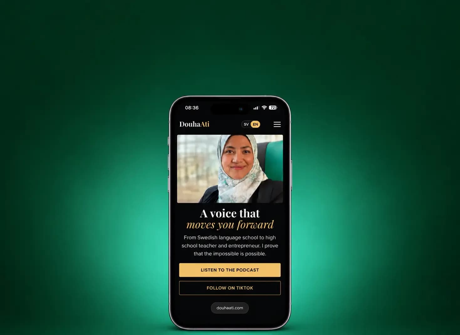 The mobile version of Douha Aiti's website