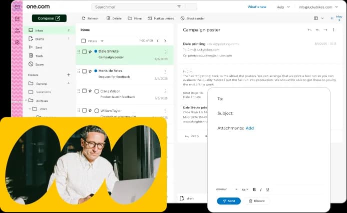 Email header landing