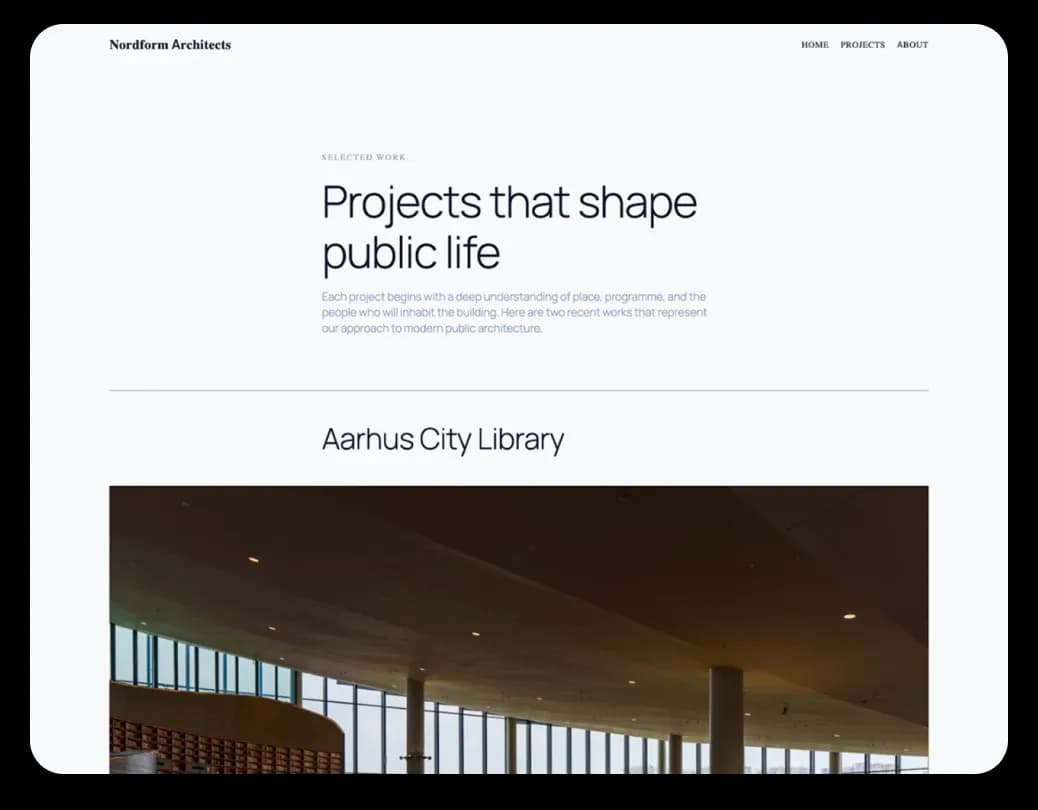 Architect  website example