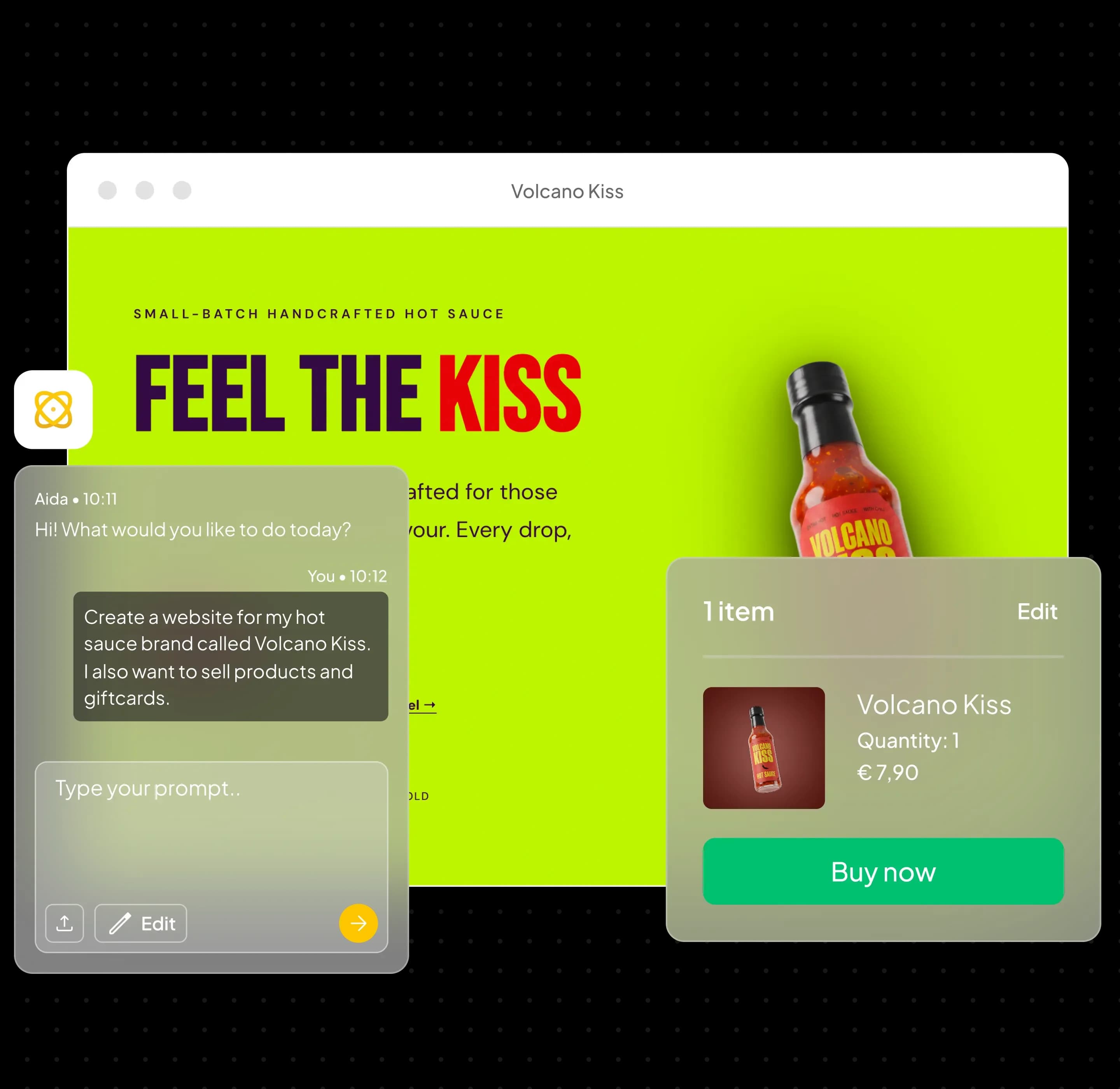 hero image featuring volcano kiss website