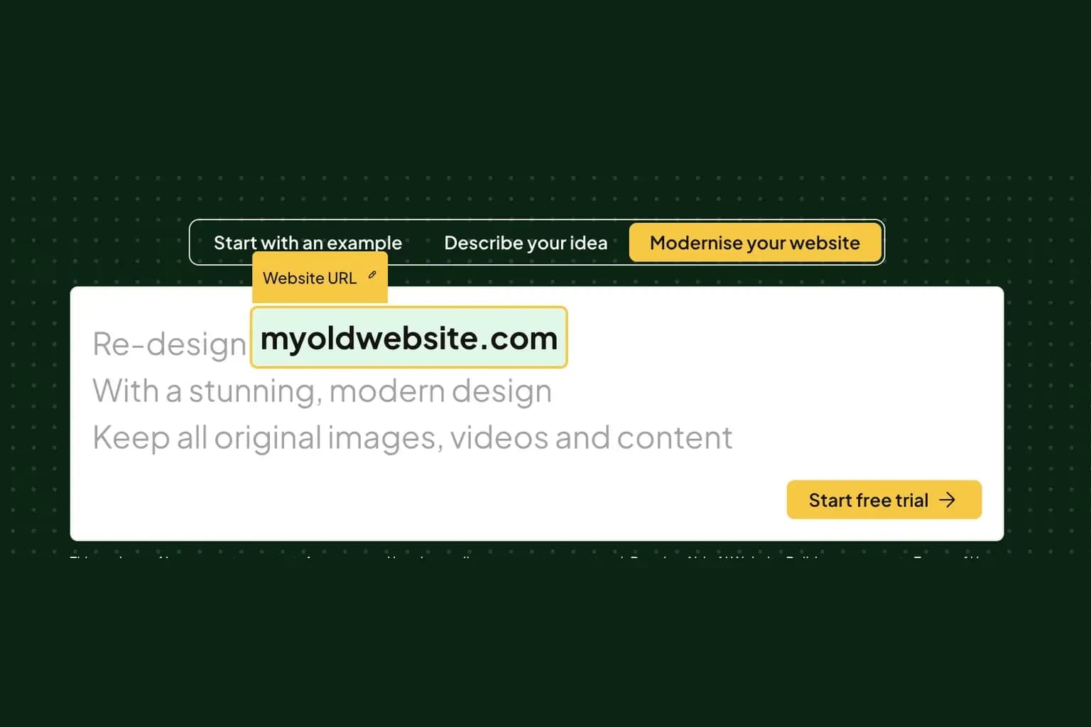 Redesigning a website with Aida AI Website Builder